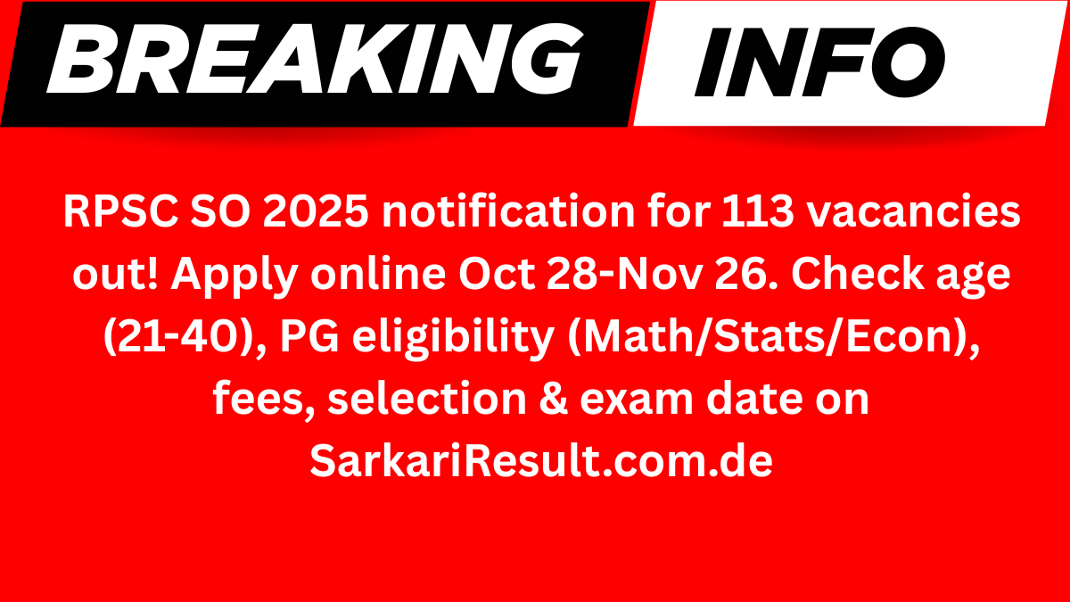 RPSC Statistical Officer Recruitment 2025