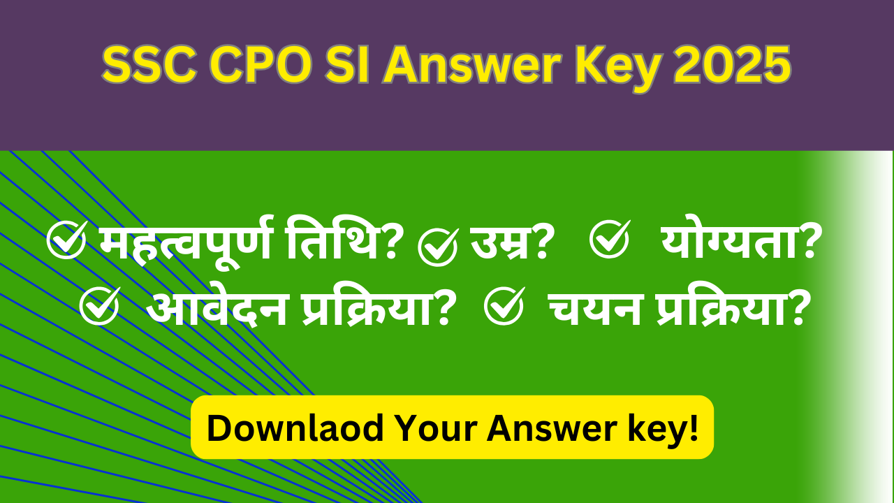 SSC CPO SI Answer Key 2025