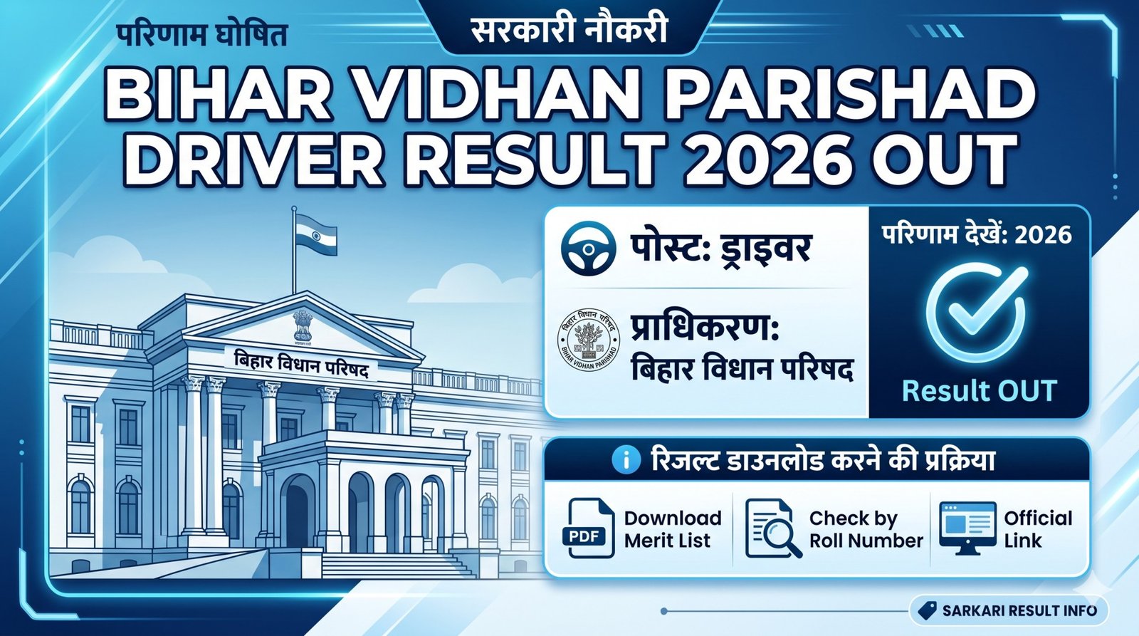Bihar Vidhan Parishad Driver Pre Result 2026